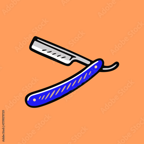 Hair cutting razor, Shaving razor icon logo flat vector design