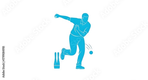 Bowling cricket player action vector illustration for sport game and tournament design concept