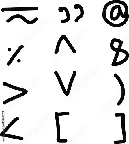 black and white icons set