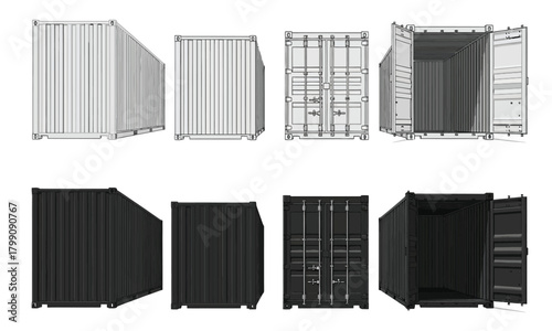 Isometric Shipping Containers Cargo Storage and Transport Vectors