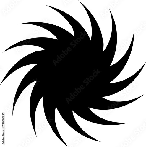 Dynamic black swirling vortex circle icon. Vibrant set abstract spiral icon isolated on transparent background. Geometric swirl icon for UI and UX design. Vector illustration.