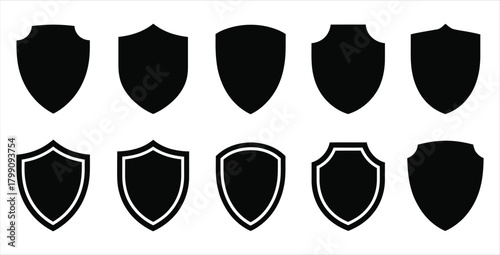 Security Shield Icon Set - Blank Protection Badge