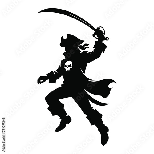 Pirate Captain with Skull - Classic Outlaw Silhouette