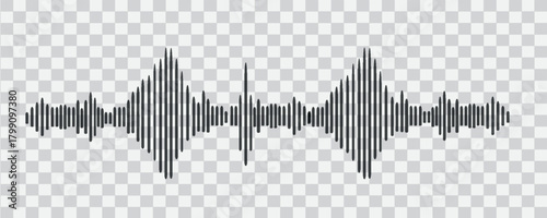 Radio wave icon set. Simple monochrome sound waves on a transparent background. Vector sound wave icons. Music player sound bar.