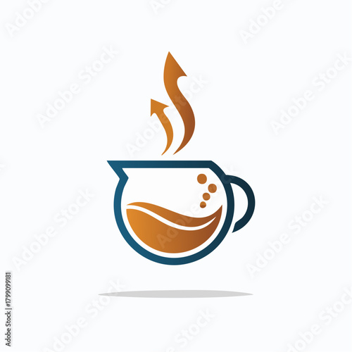 Abstract beverage icon with upward-trending steam for aspiration and growth
