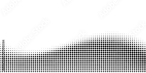 Hexagon halftone gradient texture. Abstract black grunge background. Geometric retro halftone tech overlay. Fading wavy hexagonal pattern backdrop. Vector vanishing honeycomb grunge bitmap wallpaper