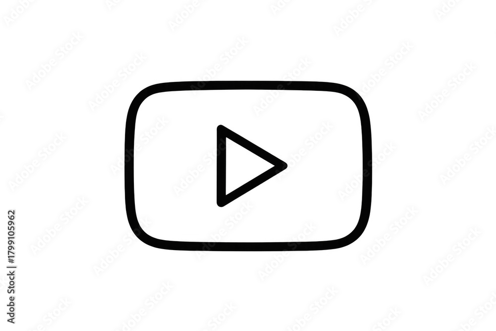 Naklejka premium Social media video play button icon outline graphic for online content and streaming applications, transparent background