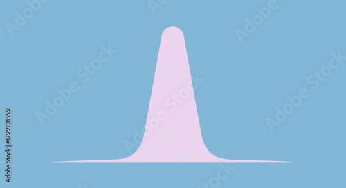 Gaussian bell curve in pink over blue. Statistics, distribution and mathematics concept.