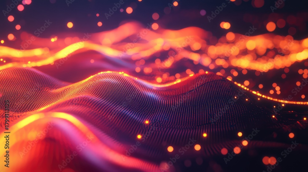 Fototapeta premium Abstract glowing fluid waves data visualization background