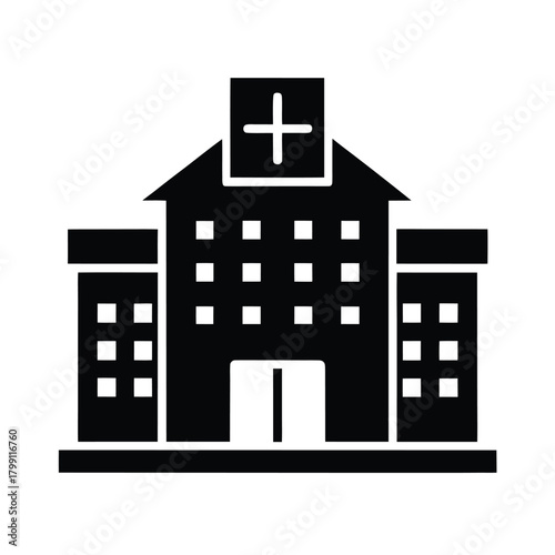Hospital Building Flat Vector