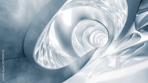 Fototapeta Naklejka Na Ścianę i Meble -  Futuristic white tunnel structure creating a modern perspective