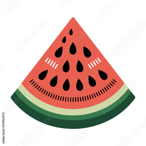 stylized watermelon slice illustration with seeds fresh summer fruit colorful flat vector design