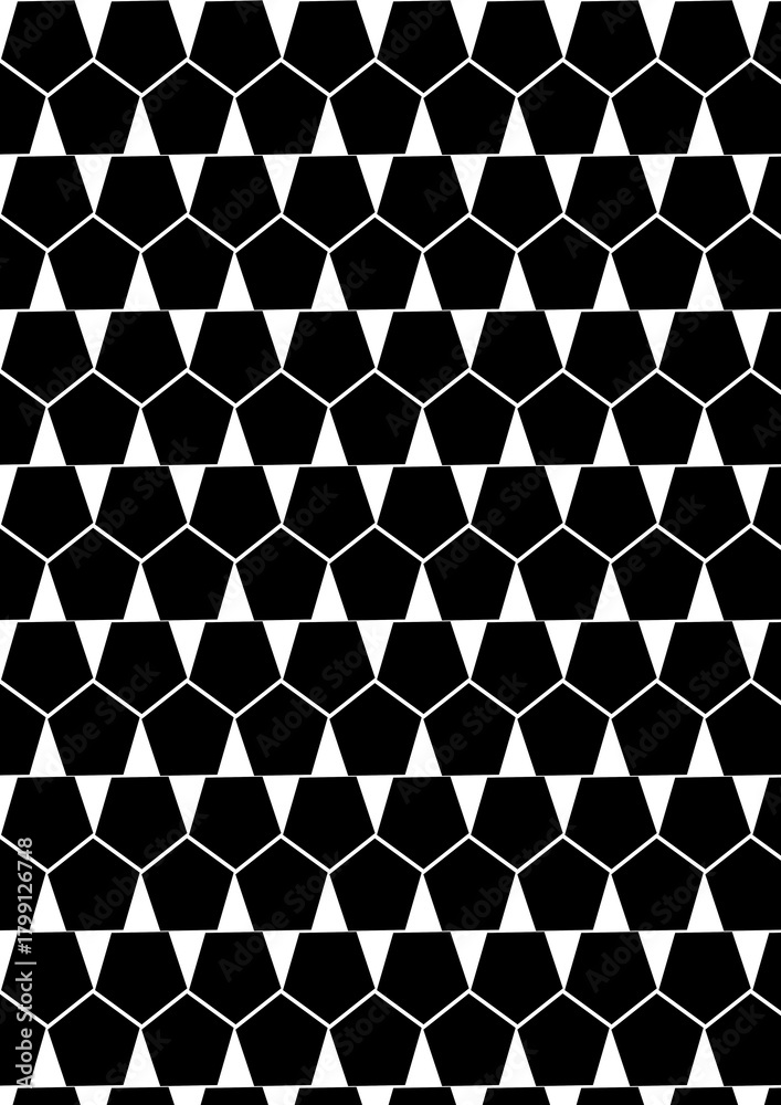 Fototapeta premium Black and White Geometric Pentagonal Pattern Background Modern Seamless Abstract Design