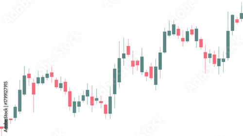Financial stock market candlestick chart showing investment data, economic trends, and market analysis on a clean white background.