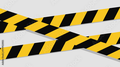 Abstract graphic of crisscrossing yellow and black striped warning tape, signifying danger, construction, or restricted access area.