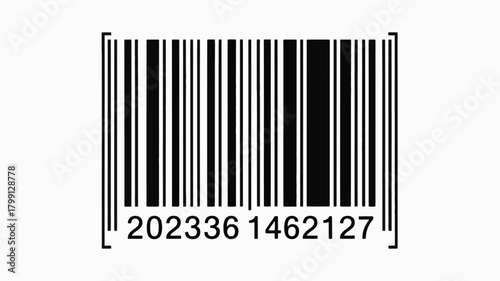Universal product code barcode symbol with unique digital numbers for retail, inventory, and business tracking systems