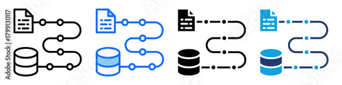 Data Pipeline Icon Set Multi Style Vector Illustration