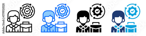 Business Process Icon Set Multi Style Vector Illustration
