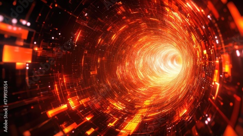 Fototapeta Naklejka Na Ścianę i Meble -  Abstract digital data tunnel vortex traveling rapidly