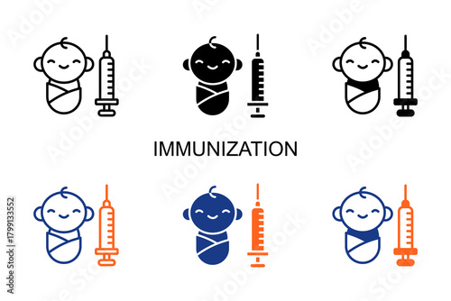 Immunization Icon Multi Style Vector Illustration