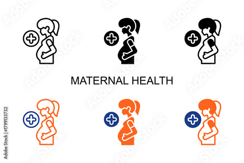 Maternal Health Icon Multi Style Vector Illustration