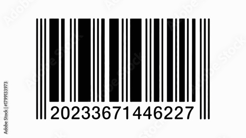 Universal product code (upc) barcode symbol with numerical digits on a clean white background, symbolizing scanning.
