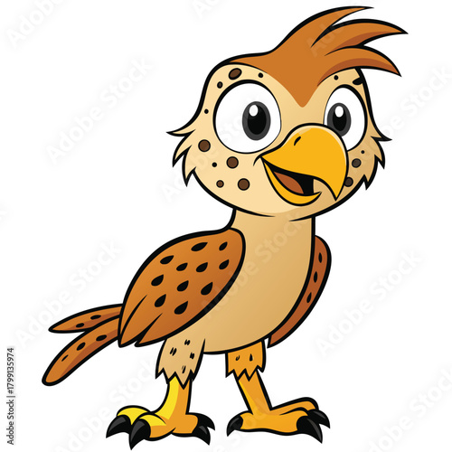 Cartoon Bird Character Smiling Isolated on White Background