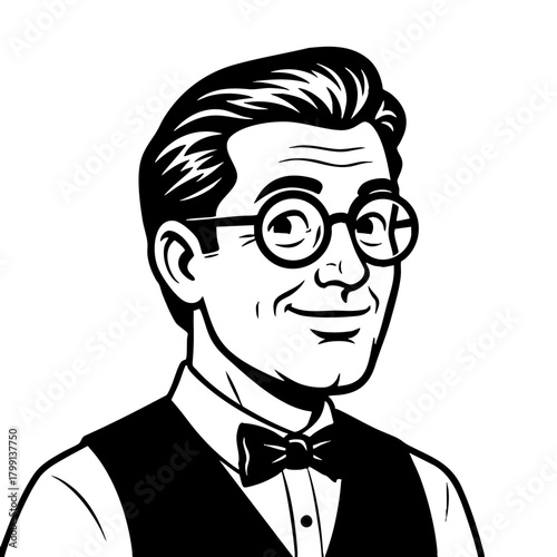 Man wearing glasses and bowtie illustration