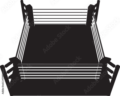 Black boxing ring silhouette sport championship combat arena competition fighting match