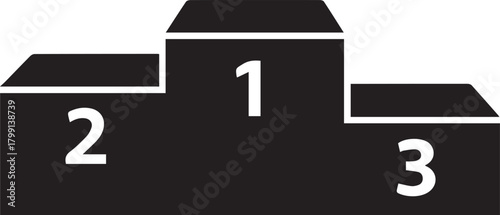 Winner's podium with first second and third place numbers for sports and awards