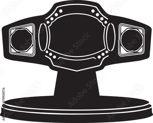 Championship boxing belt trophy on stand ready for award ceremony victory celebration