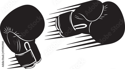 Dynamic boxing gloves motion blur silhouette representing combat and competition sport