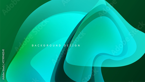Abstract fluid shapes overlap, creating dynamic teal gradients over dark background. Modern design element for digital projects.