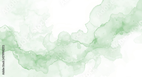 Gentle green watercolor wash on, creating a fresh and organic texture, ideal for adding a subtle and natural touch to various design applications