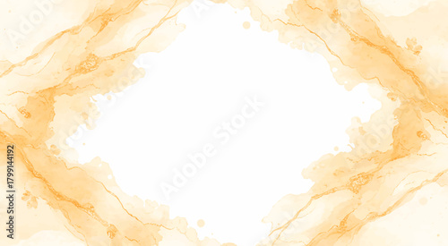 Elegant golden watercolor frame on, featuring a luxurious and shimmering texture, perfect for adding a touch of glamour and sophistication to any project