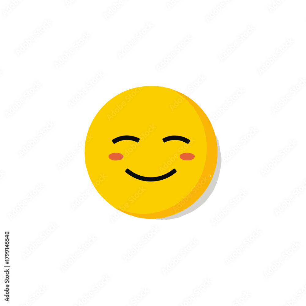 Fototapeta premium Smiling Emoji with Closed Eyes and Blush Cheeks