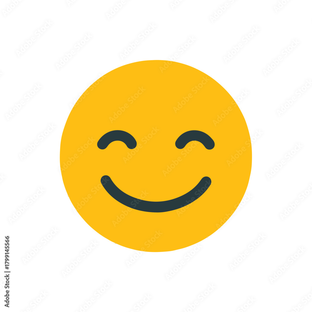 Fototapeta premium Smiling Yellow Emoji on White Background, Simple Design