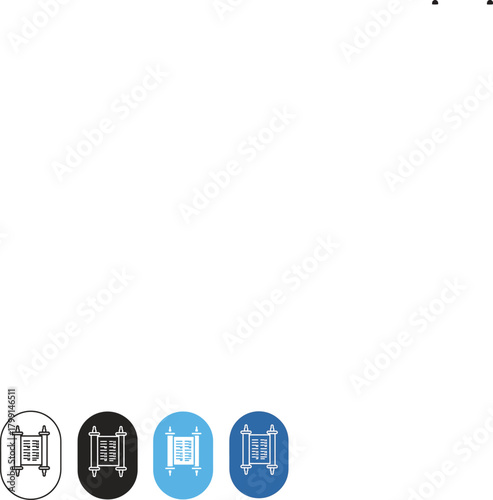 Set of torah scroll icons isolated on, jewish religious symbol