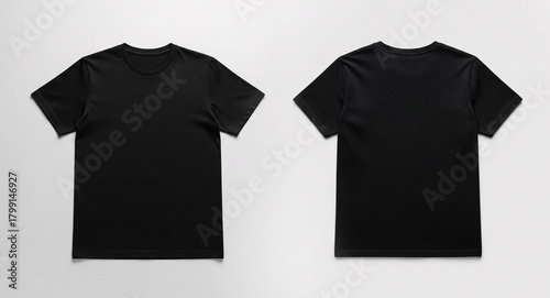 Plain Black T-Shirt Mockup Front and Back Isolated on Gray Background