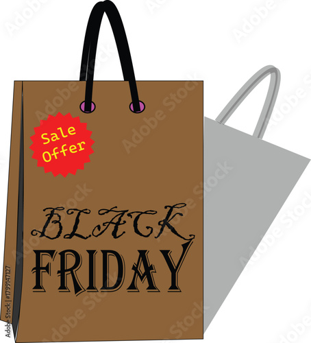  Black Friday Sale Shopping Bag with Discount Sticker