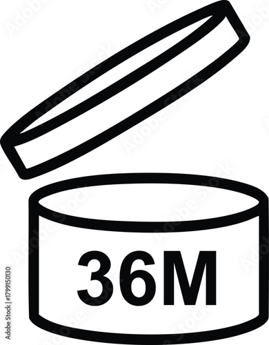 PAO symbol vector illustration period after opening glyph cosmetic packaging icon isolated on white background