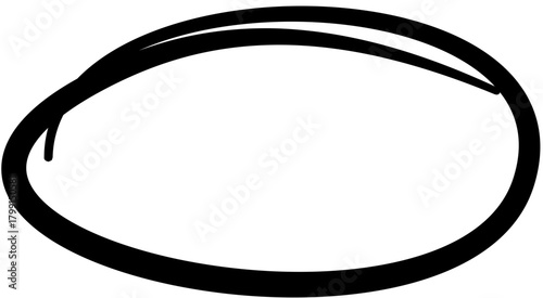 Hand-drawn Black Outline Oval Circle Shape for Design or Icon Isolated on White Background