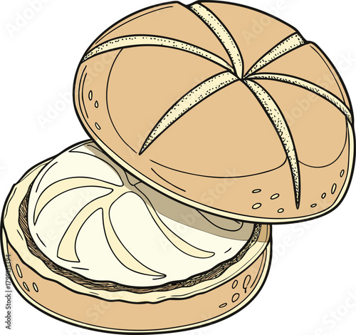 Open sandwich with butter isolated on, delicious and tasty