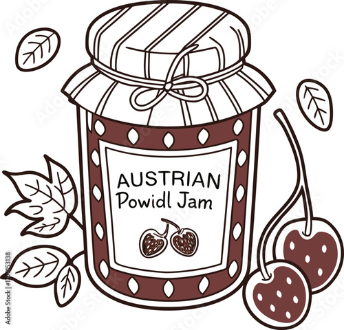 Austrian powidl jam isolated on, traditional plum spread