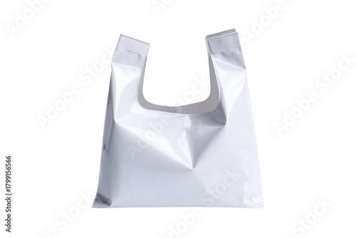 Blank white plastic carrier bag ready for branding and product placement, shopping needs