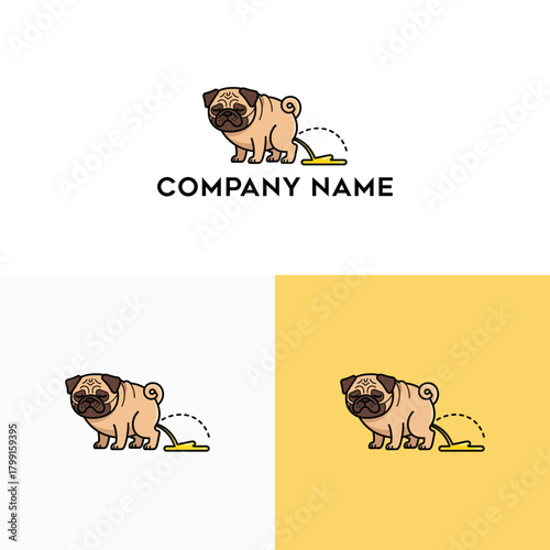 Playful Pug Dog Urinating Logo Design
