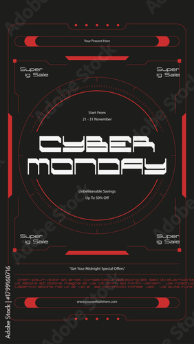 Cyber Monday Sale Flyer Social Media Story Template	