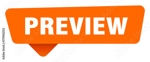 preview sticker. preview orange sign isolated on transpatent background