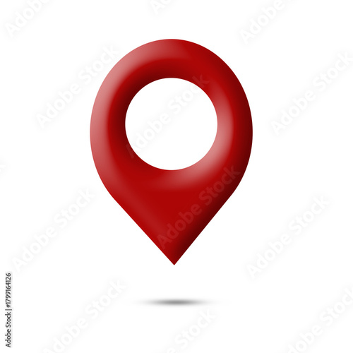 Red 3D Location Pin Icon with Shadow