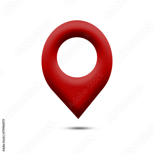 Red 3D Location Pin Icon with Shadow